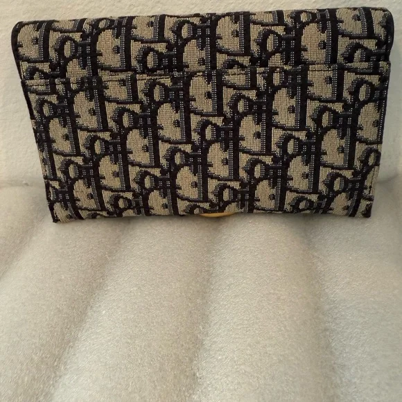 SOLD 🎉 Blue Christian Dior Oblique Jacquard Saddle Pouch with Chain WOC - Picture 6 of 14